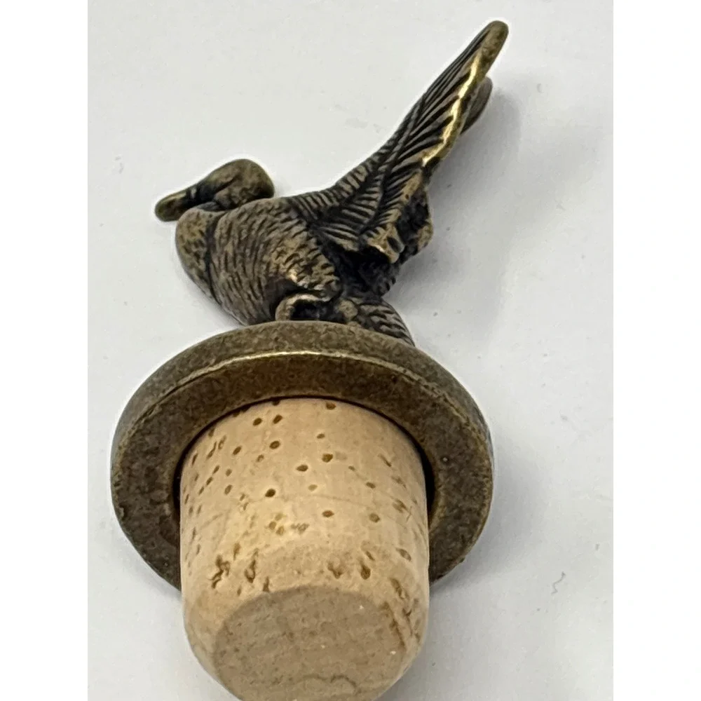 Vintage Bronze Duck Wine Bottle Stoppers Set of 2 Wells Stem 2014 Waterfowl